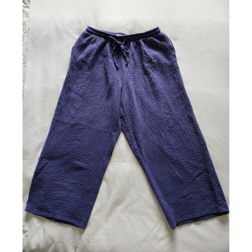 Jessica Simpson Gauze Wide Leg Crop Pants Blue Size Large Boho Cottagecore